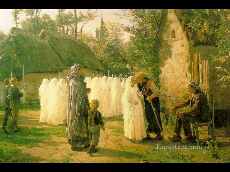 The Communicants countryside Realist Jules Breton Oil Paintings